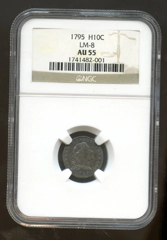 1795 H10c Flowing Haired Half Dime LM-8 NGC AU 55 Cover