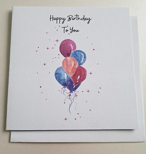 card pack female Birthday cards set of 5, hearts, flowers, balloon hand designed - Picture 1 of 7