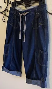 WIDE LEG DENIM CAPRI HOSE DARK WASH Größe 9/10 - Bild 1 von 7