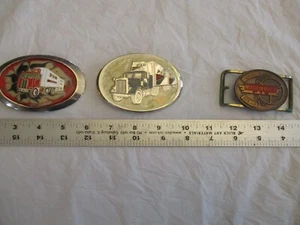 3 Vintage P.I.E Trucker Semi Trucking Belt Buckles Overlay Million Miler - Picture 1 of 7