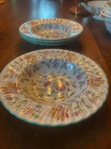 4 Minton Haddon Hall Rimmed Soup Bowl 8 1/4". Bone China - Picture 1 of 4