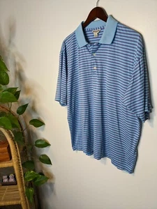 SLAZENGER Golf Collection Polo Mens size Large L Mercerized Cotton Blue Stripes - Picture 1 of 6