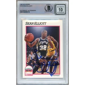 1991-92 NBA Hoops #190 Sean Elliott Signed Card Beckett BGS AUTO -10 Slab Spurs - Picture 1 of 6