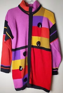 Antonella Preve New York Vintage 80's Color Block Sequined Sweater Small - Picture 1 of 9