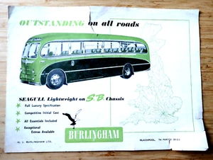 BURLINGHAM MÖWE AUF BEDFORD S.B. Fahrgestell Reisebus Prospekt 1955 - Bild 1 von 4
