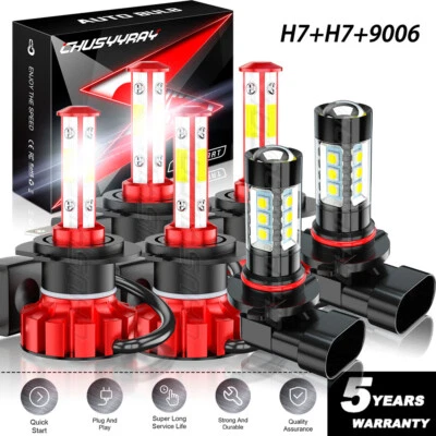 FIT Jaguar XJ8 1998-2003 Combo 6x LED Headlight High/Low + Fog Light Bulbs Kit - Image 1 of 4