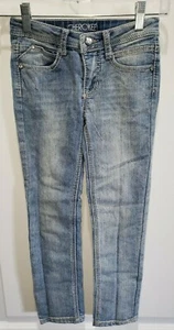 girls size 7 SKINNY BLUE DENIM JEANS by CHEROKEE GEMS ON POCKETS school wear - Picture 1 of 2