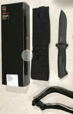 GERBER PRODIGY Empuñadura suave negra. Correa para piernas.Pieza dentada HECHA EN EE. UU. AUTÉNTICO  Foto 1 de 2