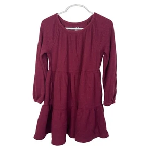 Cat and Jack Dress Girls Tiered Ruffles Peasant Size XS 4 5 Kids Red Cottagecore - Picture 1 of 12