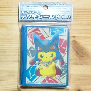 Pokemon Center Original Card Game Deck Shield Pikachu Mega Lucario Poncho New - Picture 1 of 3
