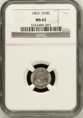 1863 NGC MS65 Mintage-18,000 $2,160-APR Civil War Seated Half Dime RARE Bus Strk - Image 1 of 4