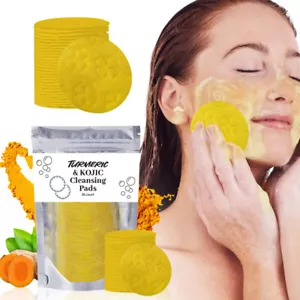 Turmeric Exfoliating Cleansing Pads Compressed Facial Sponges Skin Care Tools Fo - Picture 1 of 10