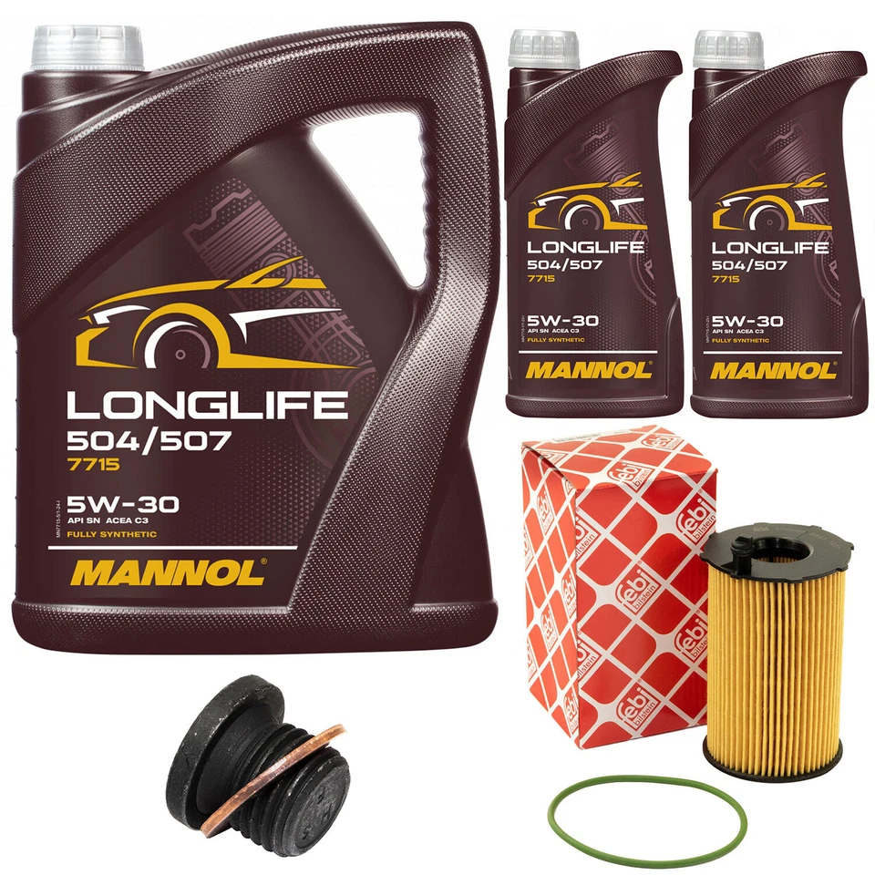 Motoröl Set MANNOL 5W30 7 Liter + Ölfilter + Schraube für Audi A4 A5 A6 A7 Q5