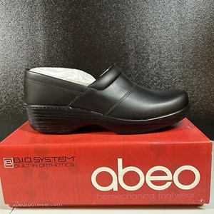 Abeo Flora Clogs Womens 10 M Black Leather Shoes Comfort Work Slip Resistant NEW - Picture 1 of 12