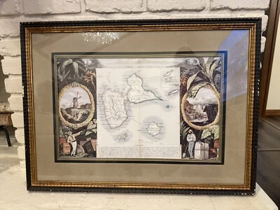 ГВАДЕЛУПА КАРИБСКИЕ ОСТРОВА 1850 ВИКТОР ЛЕВАССЕР В РАМКЕ БОЛЬШАЯ АНТИКВАРНАЯ КАРТА 19 ВЕКА - Изображение 1 из 4
