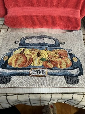 Tapestry Placemats,13"x18" FALL HARVEST,,PUMPKINS On Truck. DWK - Image 1 of 4