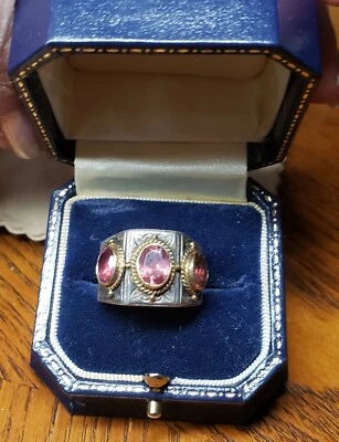 Konstantino 5.5 Ring Sterling silver   -  18k Gold With 3 Pink Tourmaline Stones - Image 1 of 4