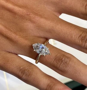 Marquise Diamond Ring IGI Certified E VS1 1.5 Ct Grown Labcreated 14K White Gold - Picture 1 of 9