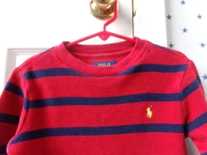 Camisa Ralph Lauren a Rayas Azul Rojo POLO Térmica Tejido Waffle Talla 4T $55 para Niños - Imagen 1 de 24