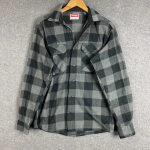 Wrangler Shirt Mens Small Black Grey Fleece Lumberjack Button Up Western Rancher - Picture 1 of 12