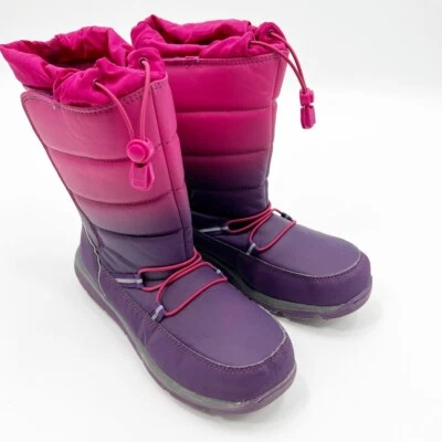 Lands End Pink Purple Snow Flurry Insulated Waterproof Winter Boots 5 Youth - Image 1 of 4