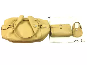 Cole Haan Village Classic Tote Handbag Womens Beige Leather with Two Pouch - Picture 1 of 6