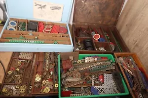 HUGE Early Collection of MECCANO Outfits Sets Joblot Car Plane Parts Wooden Box - Picture 1 of 24