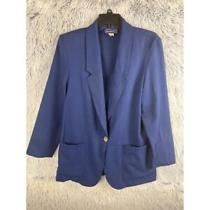 Vintage Requirements Jacket Woman 10 Royal Blue 1 Button Up USA Made Blazer Coat