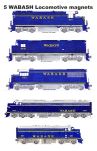 Locomotoras Wabash de la era azul 5 imanes de Andy Fletcher - Imagen 1 de 1