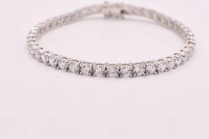 4MM Tennis Bracelet 8Ct Round Lab Created Diamond 7.5 In 14K White Gold Plated - Picture 1 of 3
