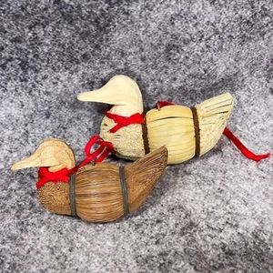 Vintage Ente Köder Stroh Mais Schale Volkskunst Handarbeit Weihnachtsschmuck - Bild 1 von 5