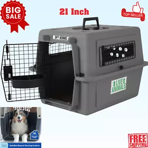 Pet Crate Airline Transport Cage Travel Carrier Dog Cat Traveling Camping 21"L - Picture 1 of 10