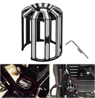 Tapa de filtro de aceite cortada CNC para Harley Touring Glide Dyna Fatboy Softail Foto 1 de 4