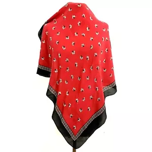 GIANNI VERSACE FLORAL RED SQUARE silk scarf 30/29 in #A44 - Picture 1 of 6