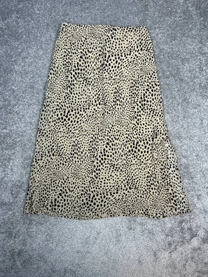 Gap Crepe Maxi Slip Skirt Womens S Petite Beige Leopard Print Side Slit New - Image 1 of 4