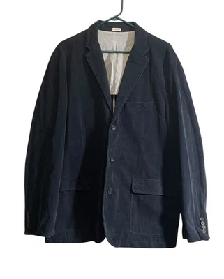 J Crew Blazer Mens XL Navy Blue Vintage Cord Jacket Corduroy Cotton Sports Coat - Image 1 of 4