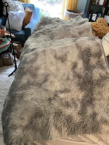6 X 3 Faux Fur Grey Rug with Grip Bottom New Soft - Picture 1 of 3