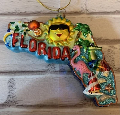 Двустороннее стеклянное украшение Kurt Adler 5 дюймов Venice Cityscape Florida - Изображение 1 из 2