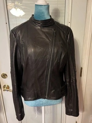 CHAQUETA DE CUERO GENUINO CACHE PARA MUJER TALLA L RN# 74578 Foto 1 de 4