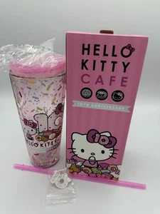 New Hello Kitty Cafe Truck 10th Anniversary Glitter Glass Tumbler - Picture 1 of 3