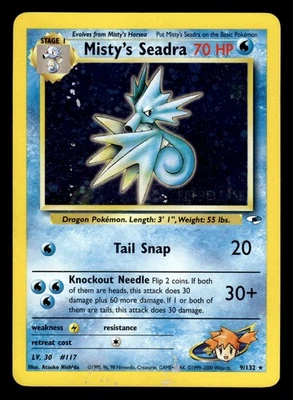 Misty's Seadra 9/132 PRERELEASE Holo Rare Gym Heroes Set Pokemon Card - Image 1 of 2