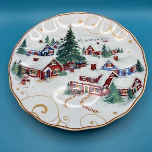 Plato de cena Williams Sonoma Twas the Night Before Christmas Snowy Village - Imagen 1 de 9