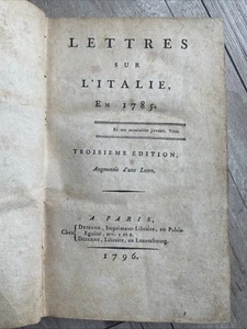 Lettres Sur L’Italie, En 1785 By Dupaty (Hardcover) Antique 1796 Edition - Picture 1 of 7