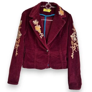 Corduroy Embroidered Blazer Jacket Womens Size S Boho by True Meaning - Picture 1 of 12