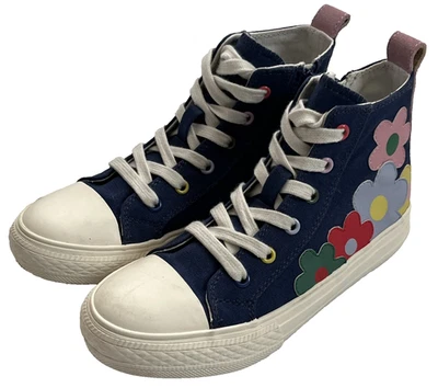 MINI BODEN Blue Lace Up Multicolor Floral Sneakers Shoes Kids Girls EU 31  US 13 - Image 1 of 4