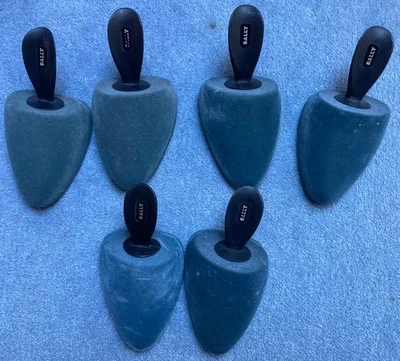 Three Pairs of Bally Shoe Trees Shapers Size Medium Velour Foam Blue - Image 1 of 4