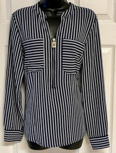 Michael Kors LS Bluse Damen Gr. M Polyestermischung marine & weiß gestreift - Bild 1 von 13