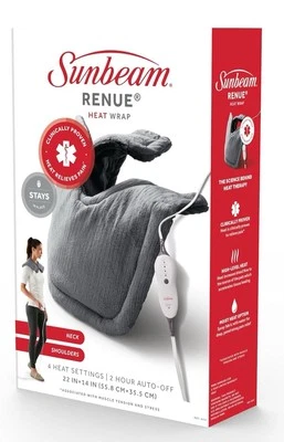 Envoltura térmica Sunbeam Renue - Envoltura térmica de felpa flexible con 4 ajustes de calor Foto 1 de 4