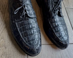 Belvedere Herrenschuhe schwarz echtes Krokodil Größe 9,5 gebraucht, in einwandfreiem Zustand hergestellt in Italien - Bild 1 von 18