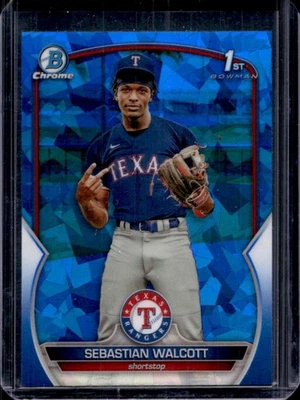 2023 Bowman Chrome Sapphire Sebastian Walcott 1st Prospect #BCP-189 Rangers - Image 1 of 2